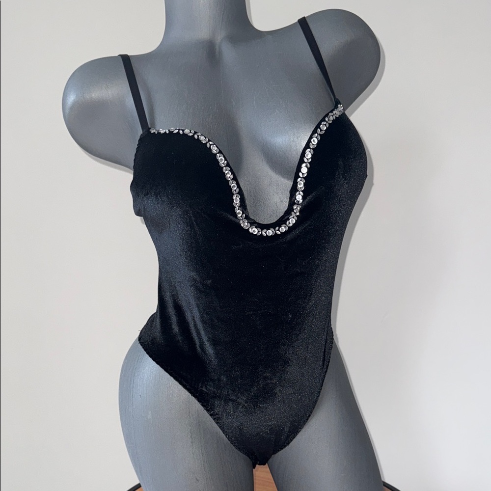 Victoria's Secret Black rhinestones-Trim Bra Suit size S/P